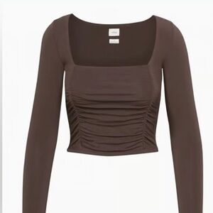 Aritzia (Wilfred) Lydia Top Ruched Square Neck Longsleeve